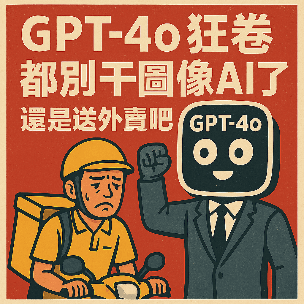 Satirical poster suggesting AI image creators should become delivery drivers due to GPT-4o competition