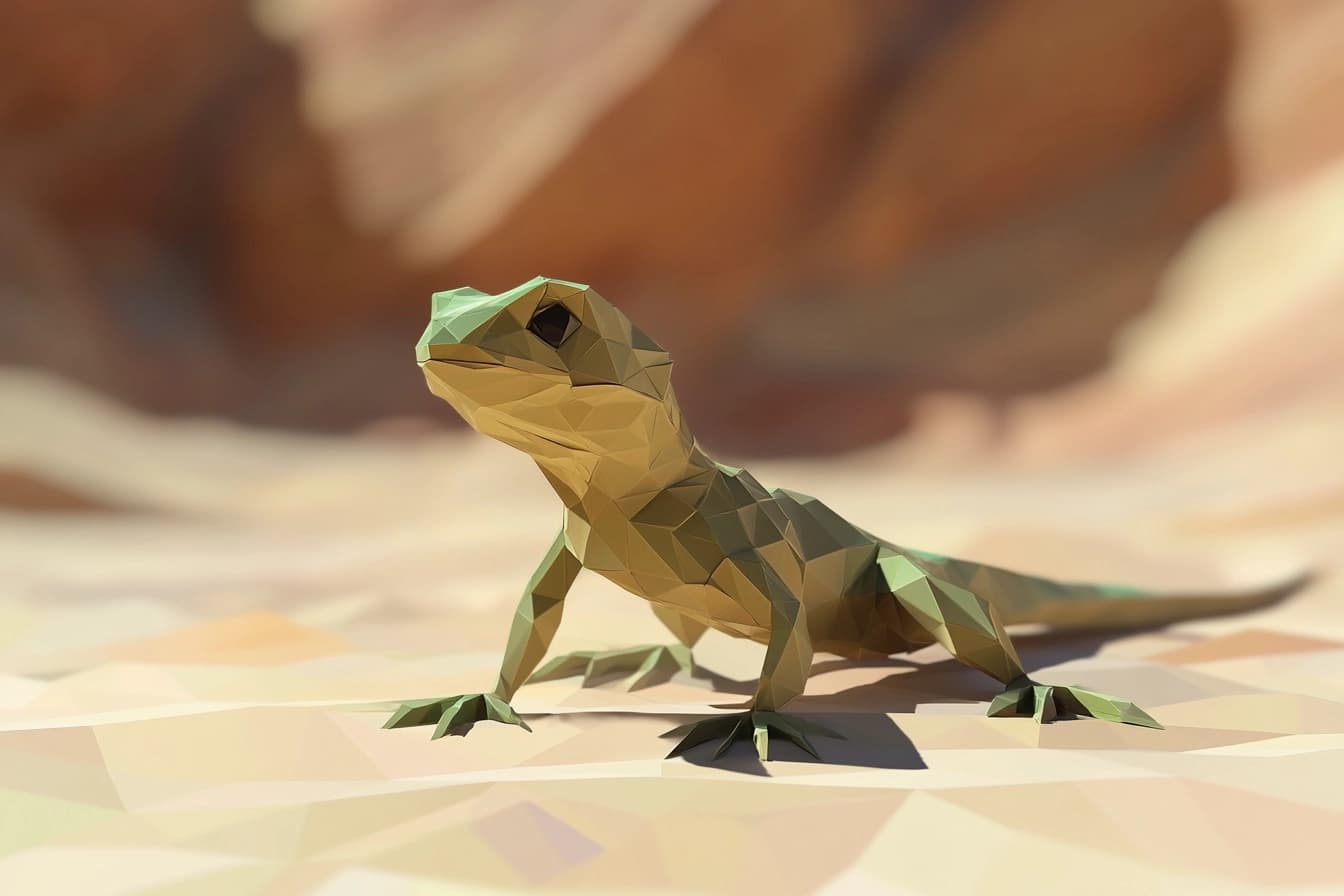 Low-poly style 3D render of a lizard