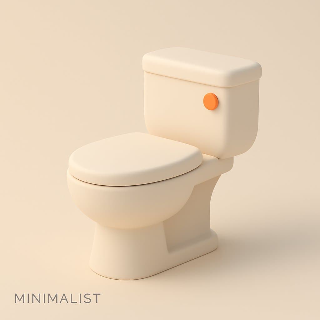 Minimalist 3D illustration of a toilet generated from a detailed text-based style description
