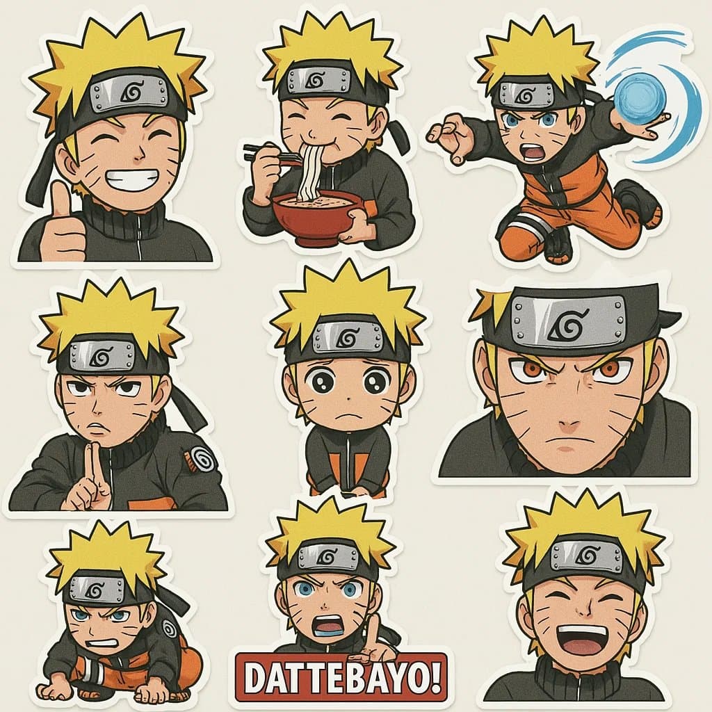 Collection of various Naruto character stickers