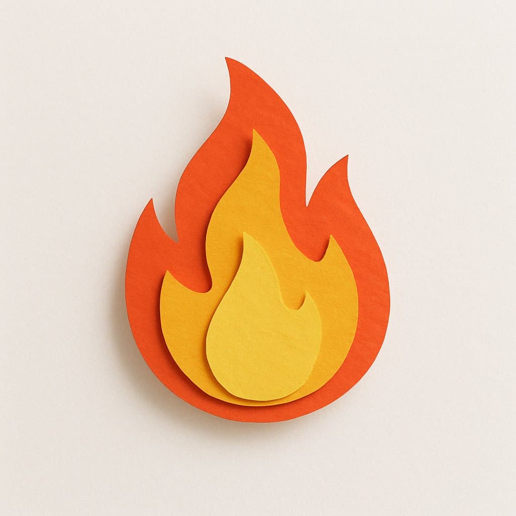 Paper craft style fire emoji icon