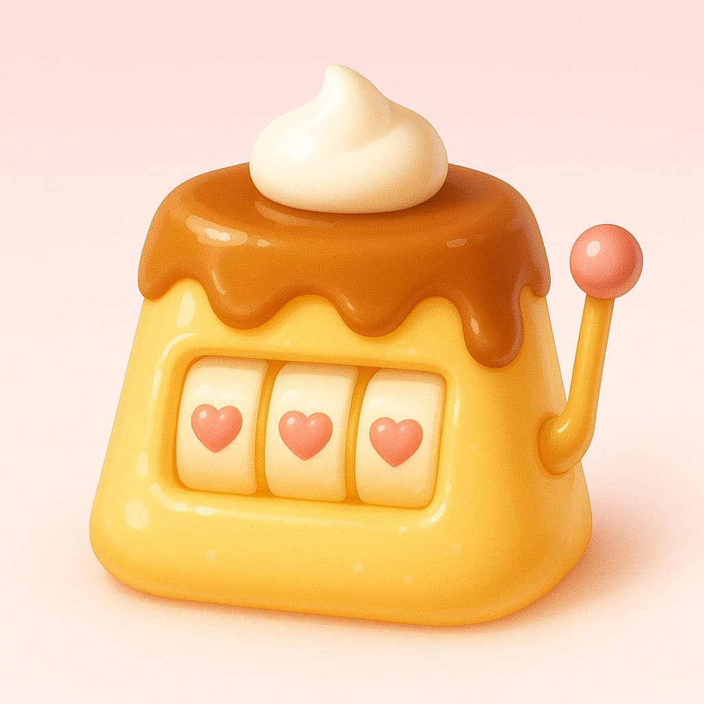 Slot machine emoji transformed into a delicious-looking pudding